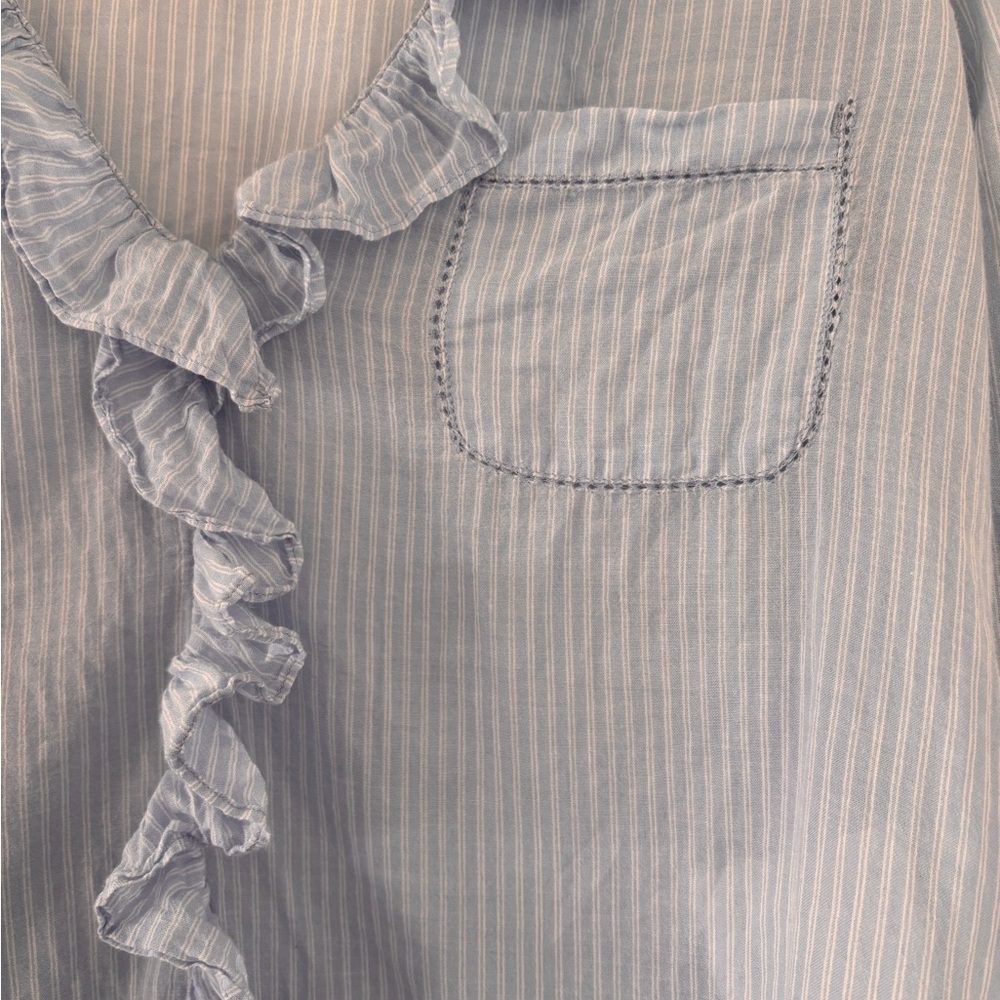 Sezane Light Blue Ruffle Blouse - Size 38 - Picture 5 of 6